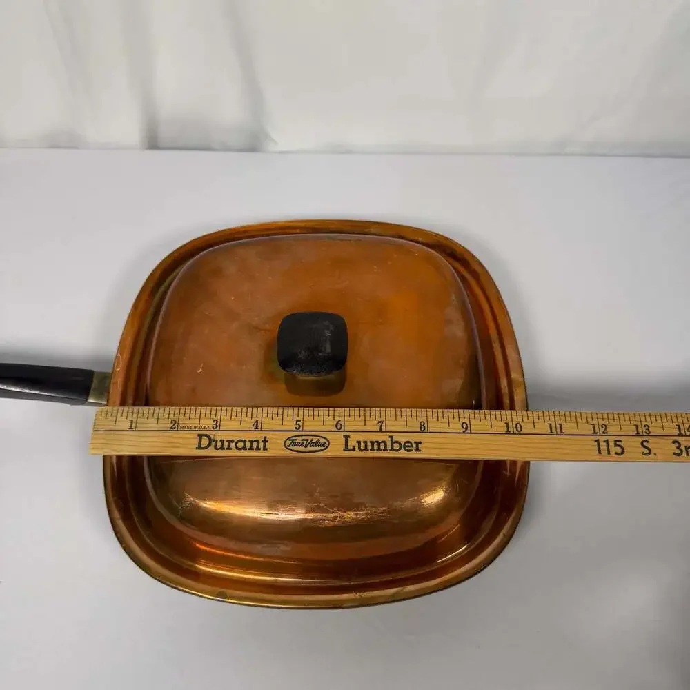 Vintage Bridgeport Copperware 10 Inch Square Skillet with Lid